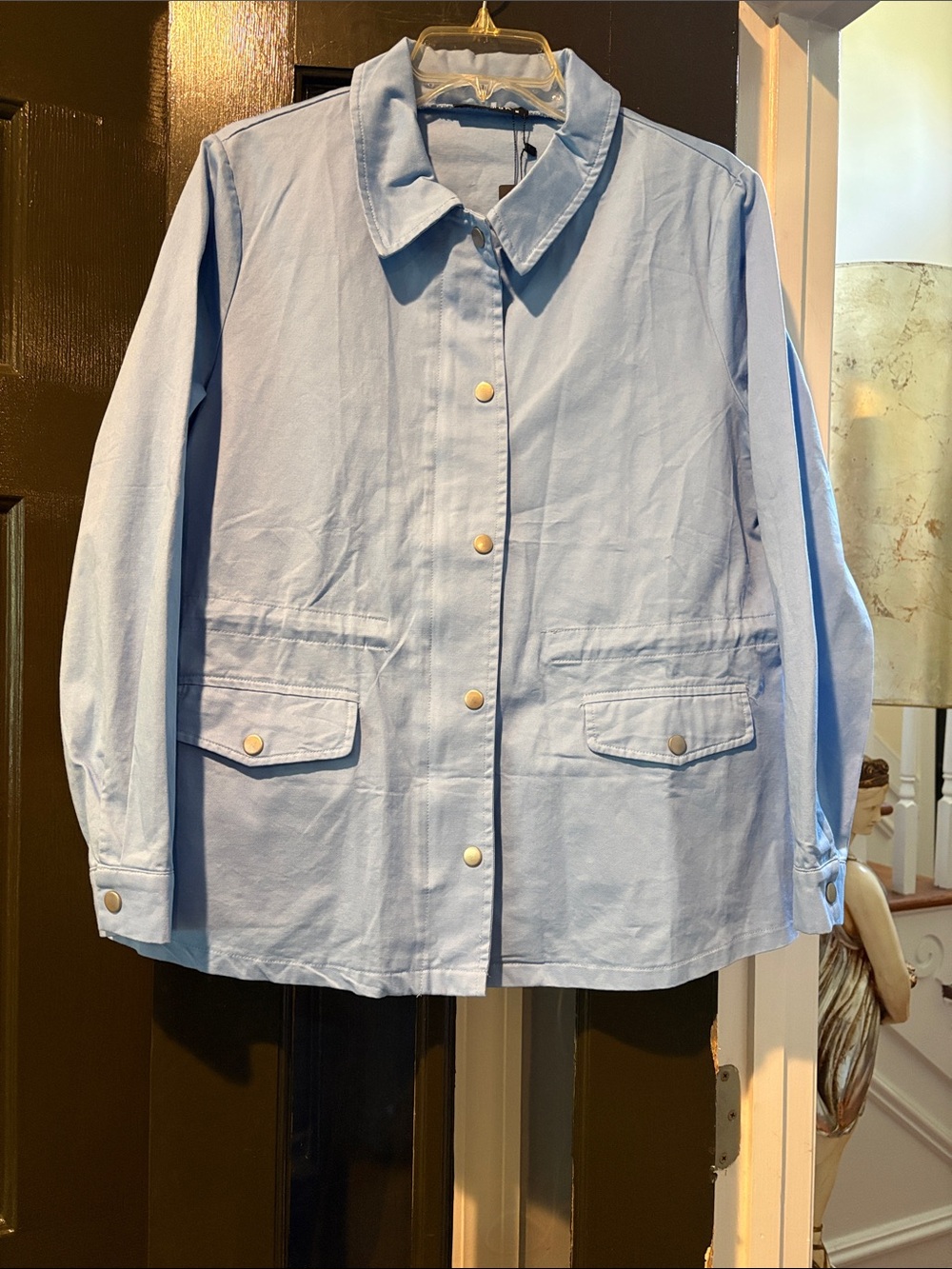 Allegra K Light Blue Button-Front Jacket